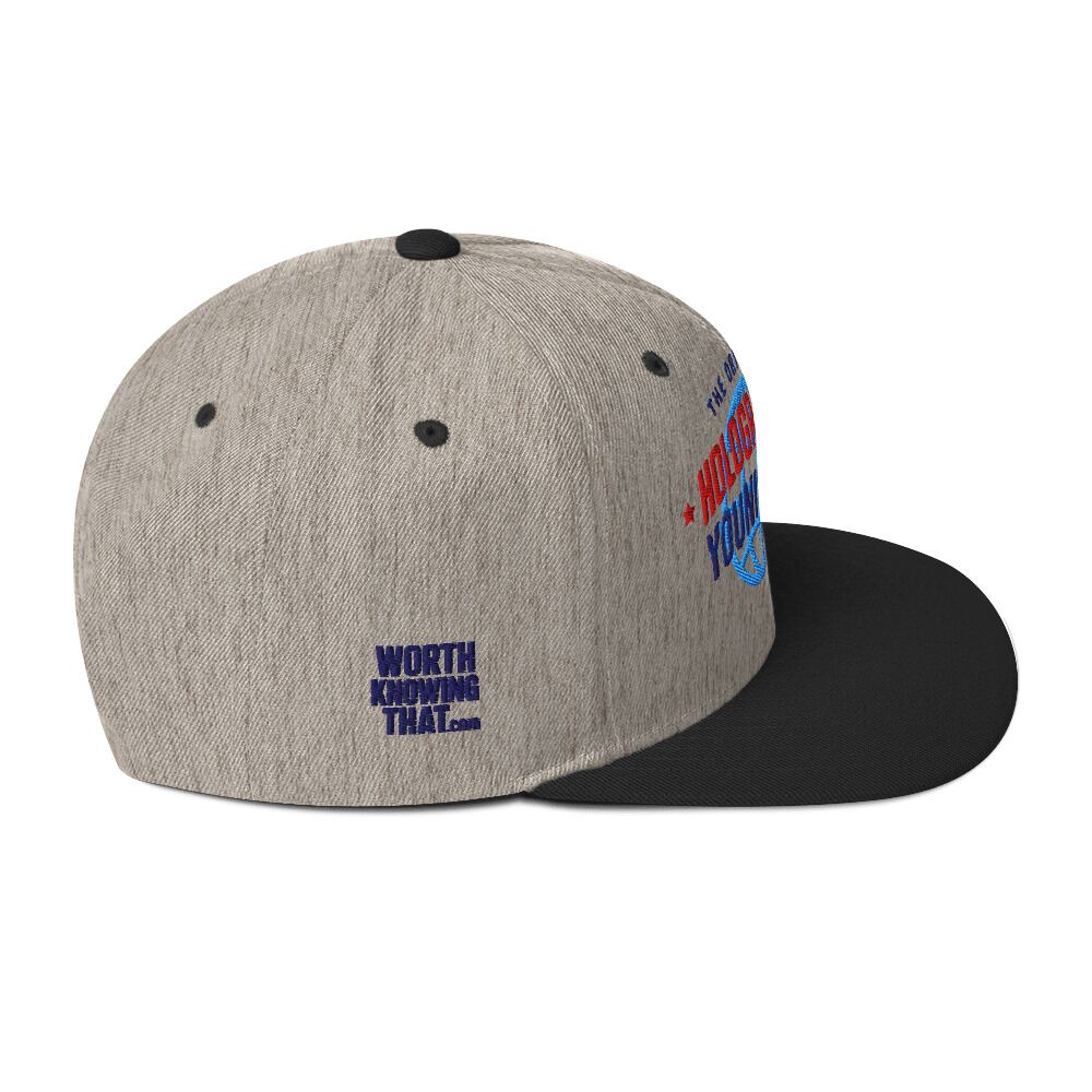 Holographic YOUniverse Snapback Cap – Holographic Universe Clothes Unisex (Navy Text) - Image 22