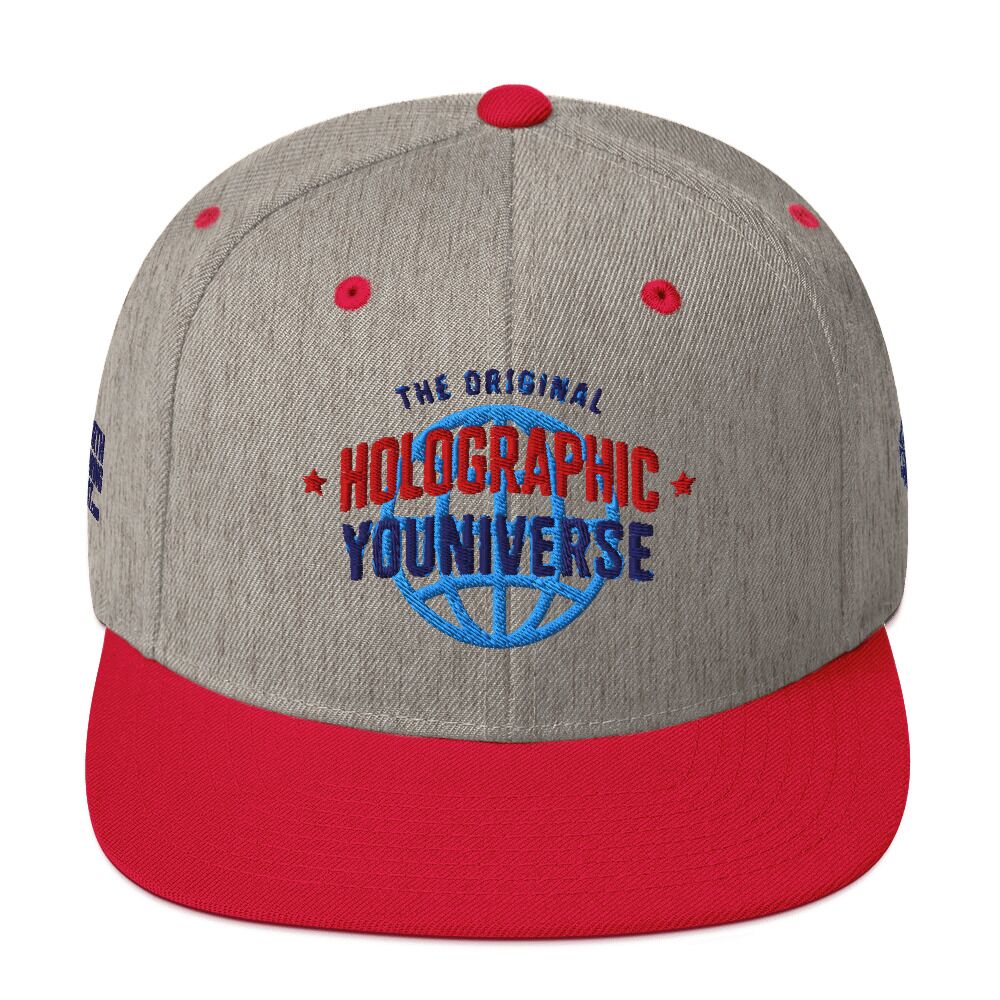 Holographic YOUniverse Snapback Cap – Holographic Universe Clothes Unisex (Navy Text)