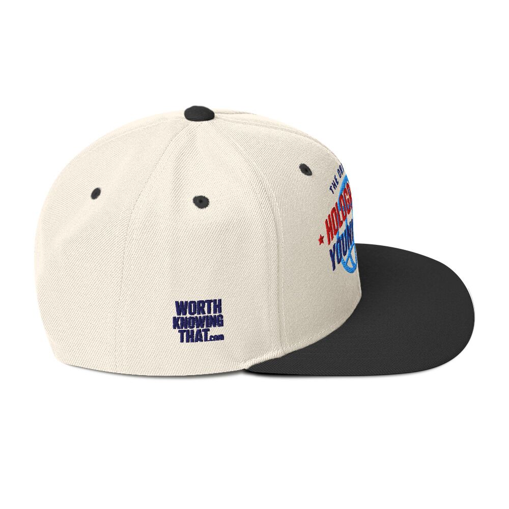 Holographic YOUniverse Snapback Cap – Holographic Universe Clothes Unisex (Navy Text) - Image 10