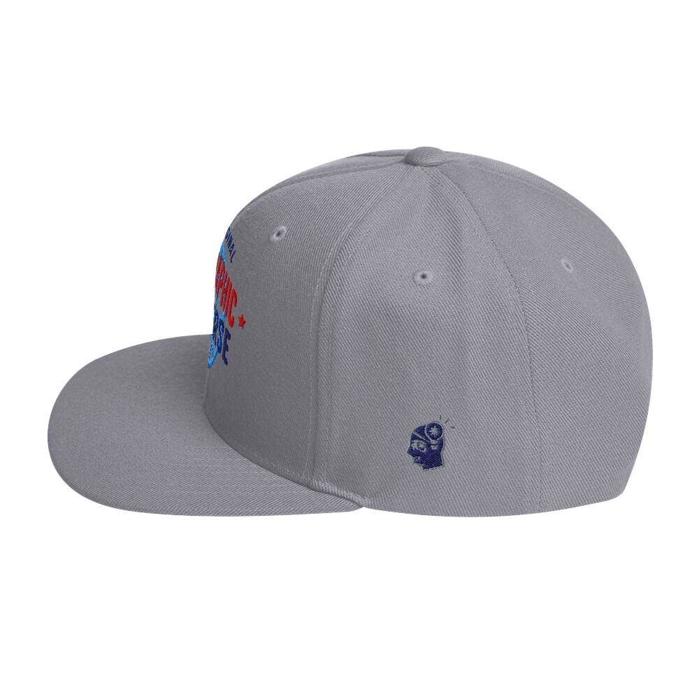Holographic YOUniverse Snapback Cap – Holographic Universe Clothes Unisex (Navy Text) - Image 15