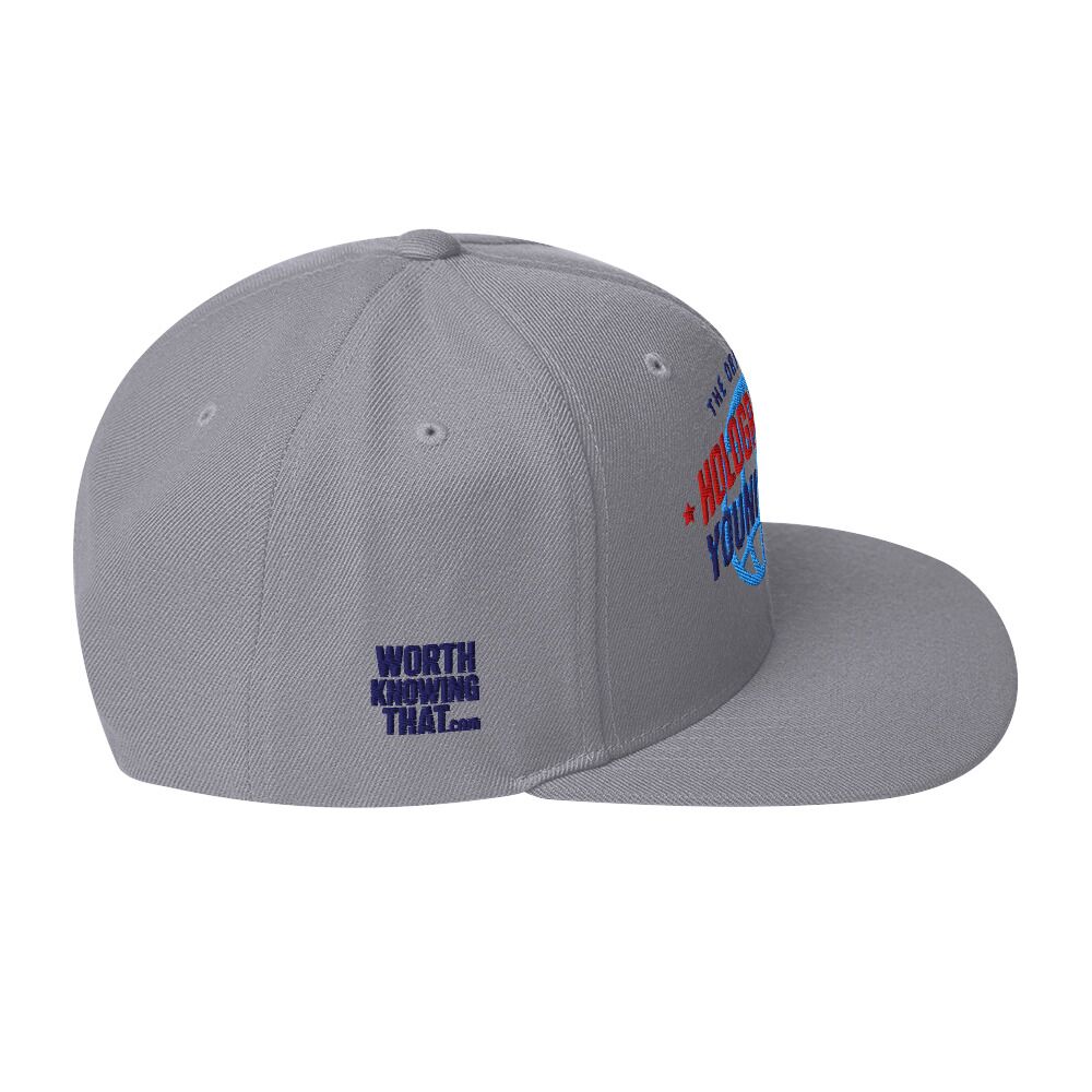 Holographic YOUniverse Snapback Cap – Holographic Universe Clothes Unisex (Navy Text) - Image 14
