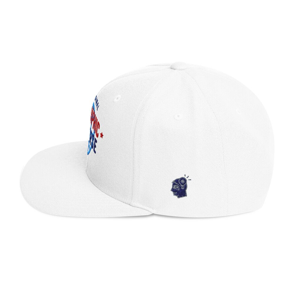 Holographic YOUniverse Snapback Cap – Holographic Universe Clothes Unisex (Navy Text) - Image 31