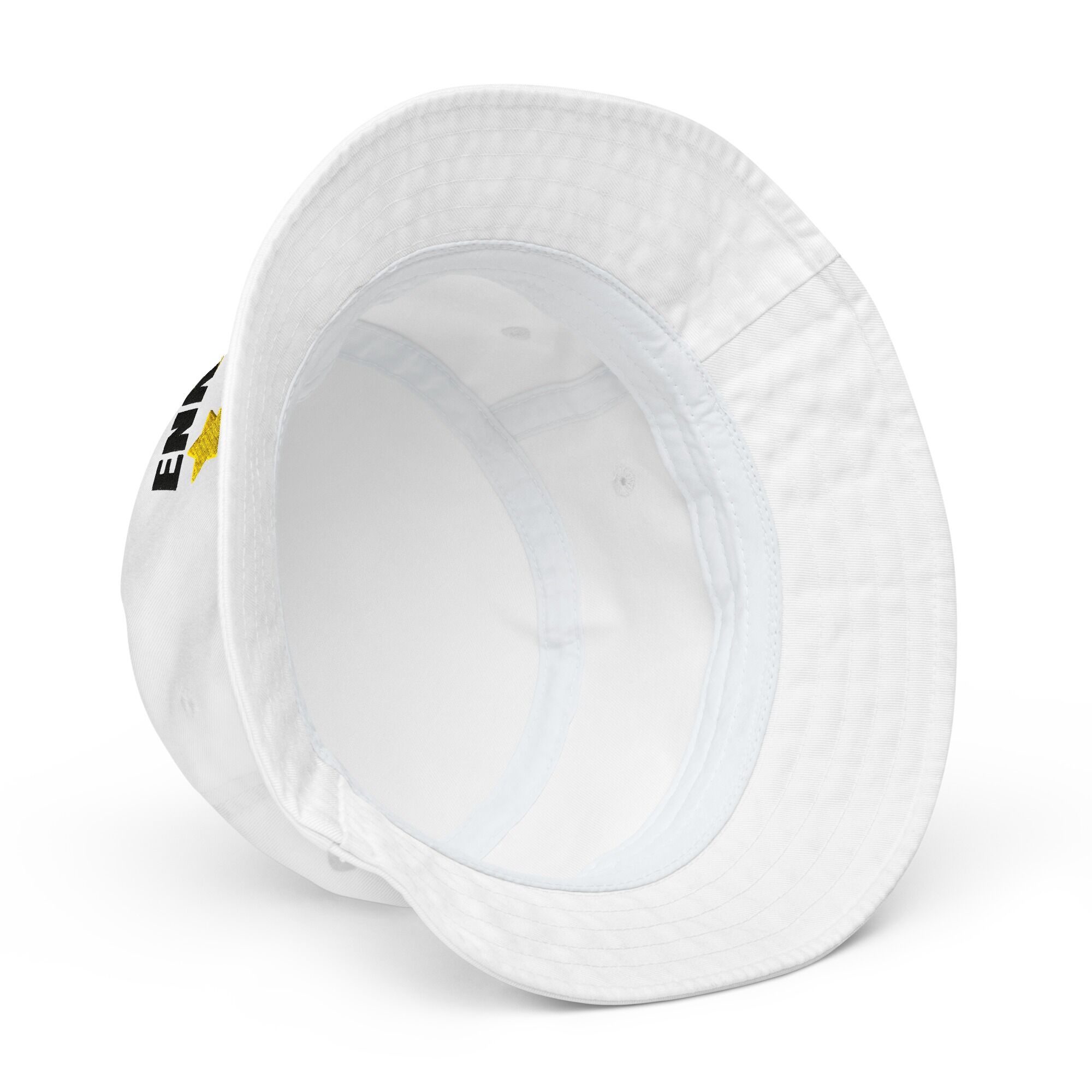 Enki Bucket Hat – Unisex Organic Pure Cotton Summer Hat | Mind Expanding Clothes (Black Text) - Image 2