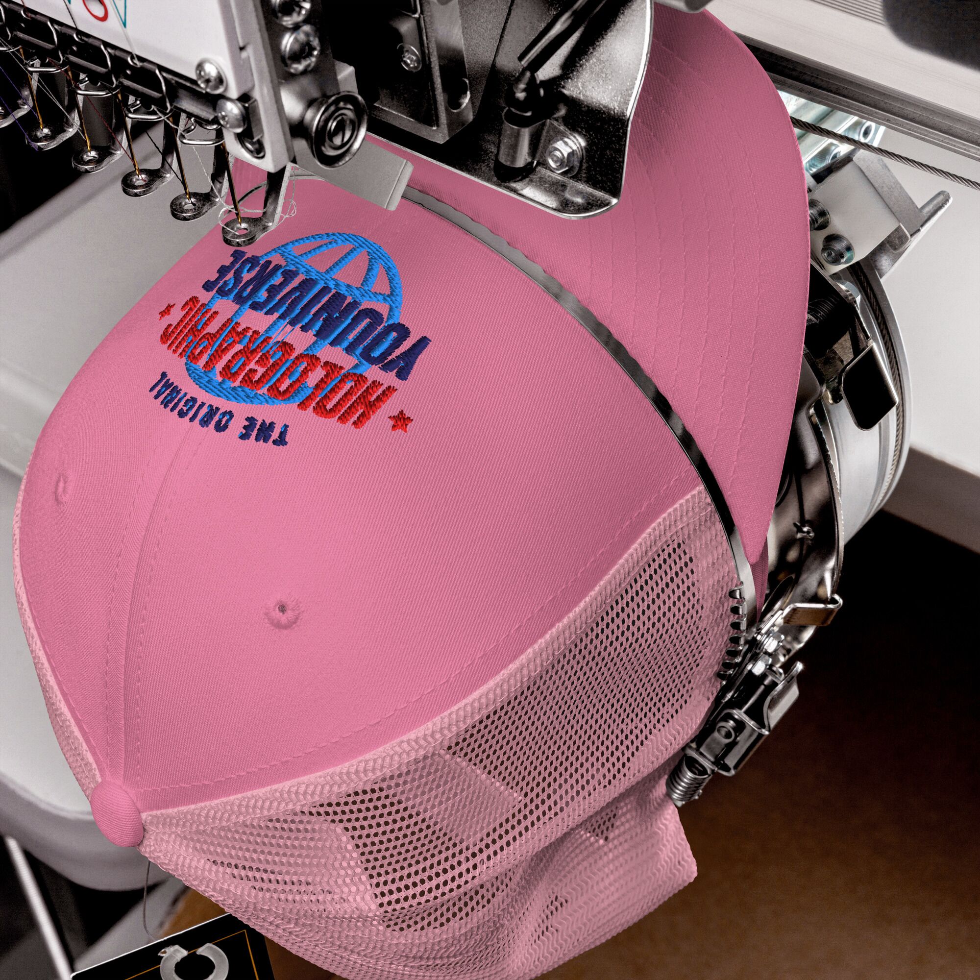 Holographic YOUniverse Trucker Cap – Holographic Universe Clothes Unisex (Navy Text) - Image 16